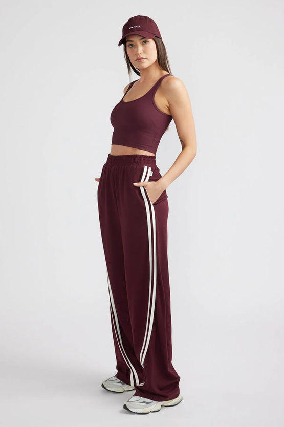 Ena Pelly Valentina Stripe Pant - Cherry Cola
