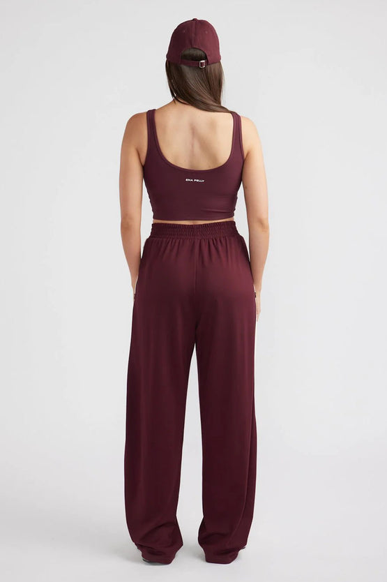 Ena Pelly Valentina Stripe Pant - Cherry Cola