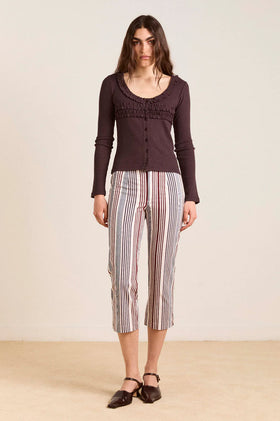 Damson Madder Varsha Frilly Cardi - Brown