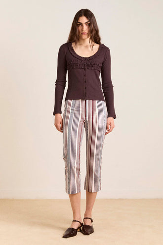 Damson Madder Varsha Frilly Cardi - Brown