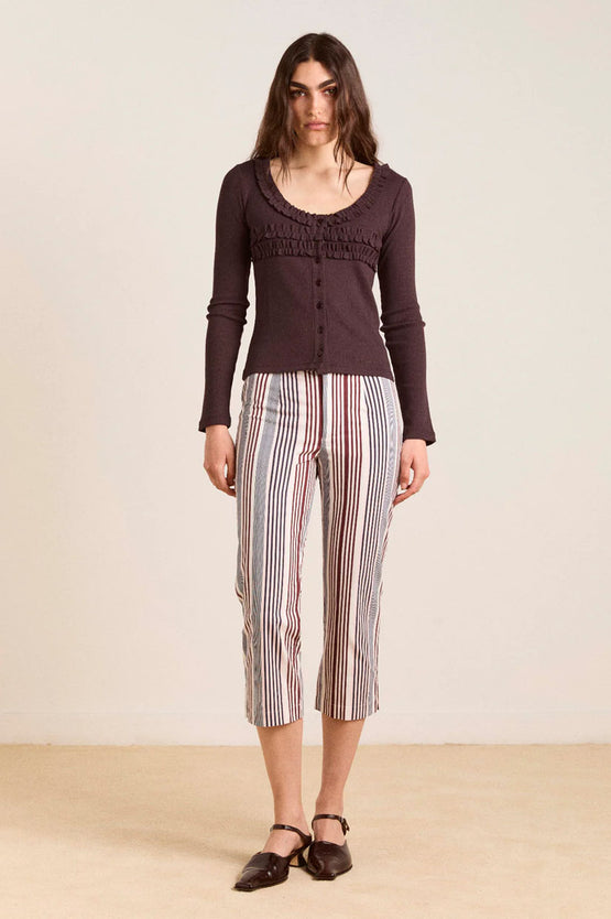 Damson Madder Varsha Frilly Cardi - Brown