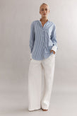 Caitlin Crisp Varsity Shirt - Denim Stripe