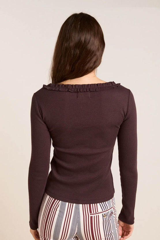 Damson Madder Varsha Frilly Cardi - Brown