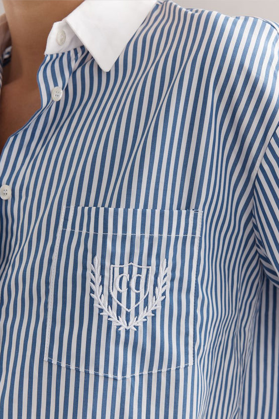 Caitlin Crisp Varsity Shirt - Denim Stripe