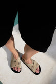La Tribe Velcro Strap Slide - Khaki
