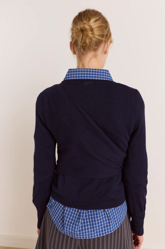 Damson Madder Venna Wrap Cardigan - Navy