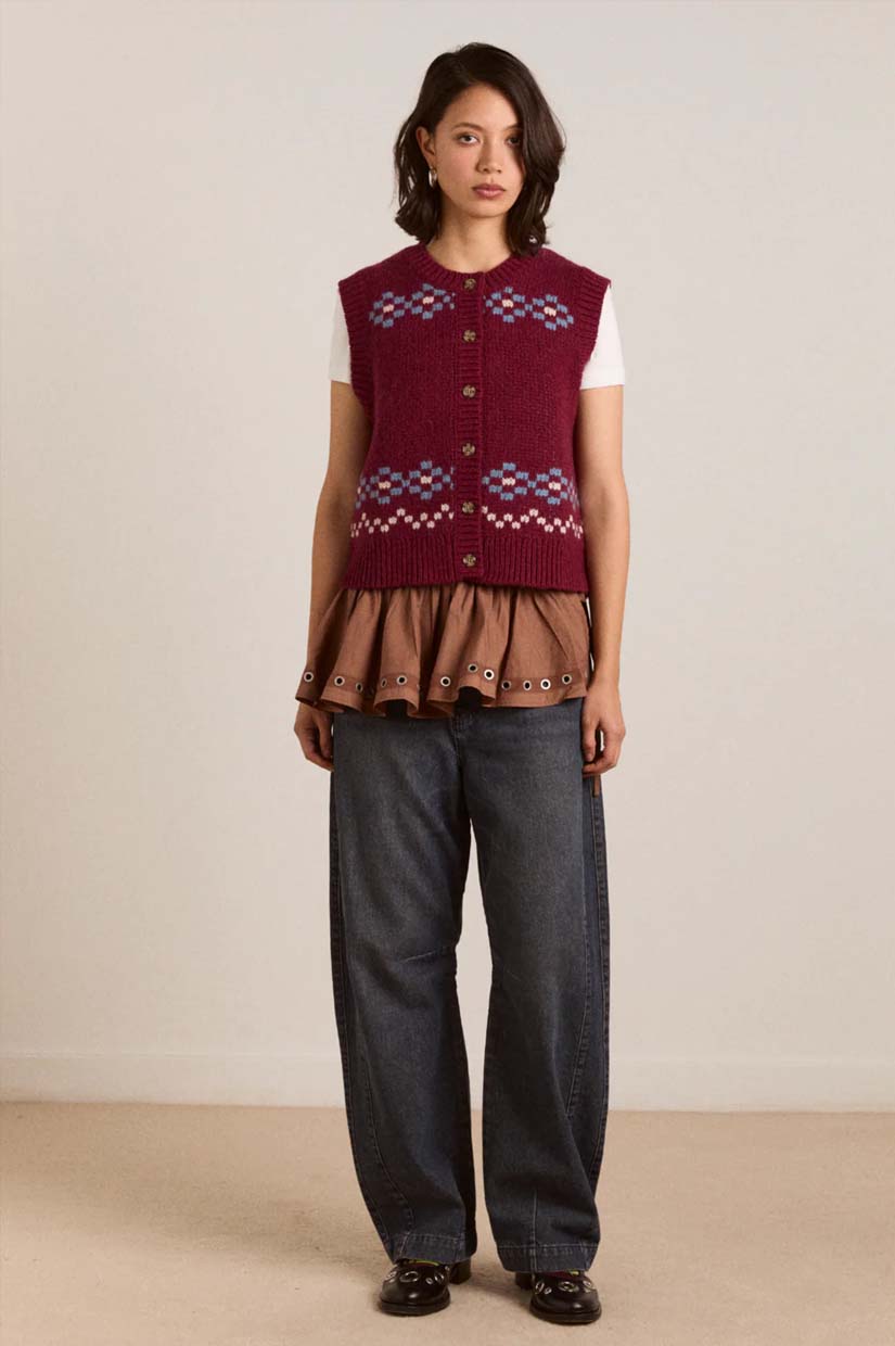 Damson Madder Sofie Vest - Novelty Intarsia