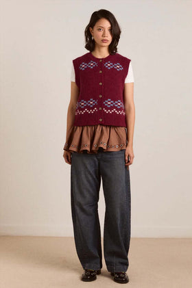 Damson Madder Sofie Vest - Novelty Intarsia