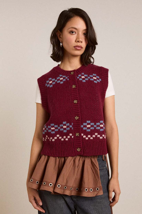 Damson Madder Sofie Vest - Novelty Intarsia