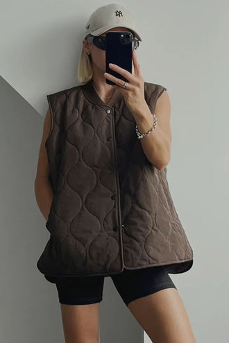Commoners Womens Quilted Vest - Cocoa