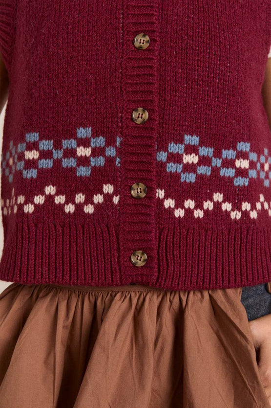 Damson Madder Sofie Vest - Novelty Intarsia