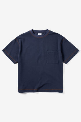 Candice Waffle Pocket Tee - Navy