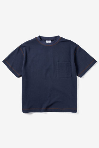 Candice Waffle Pocket Tee - Navy