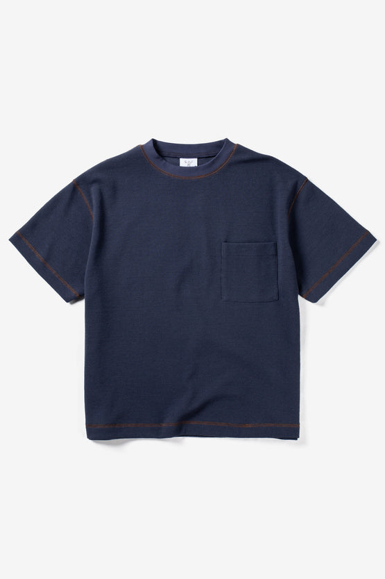 Candice Waffle Pocket Tee - Navy