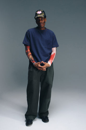 Candice Waffle Pocket Tee - Navy