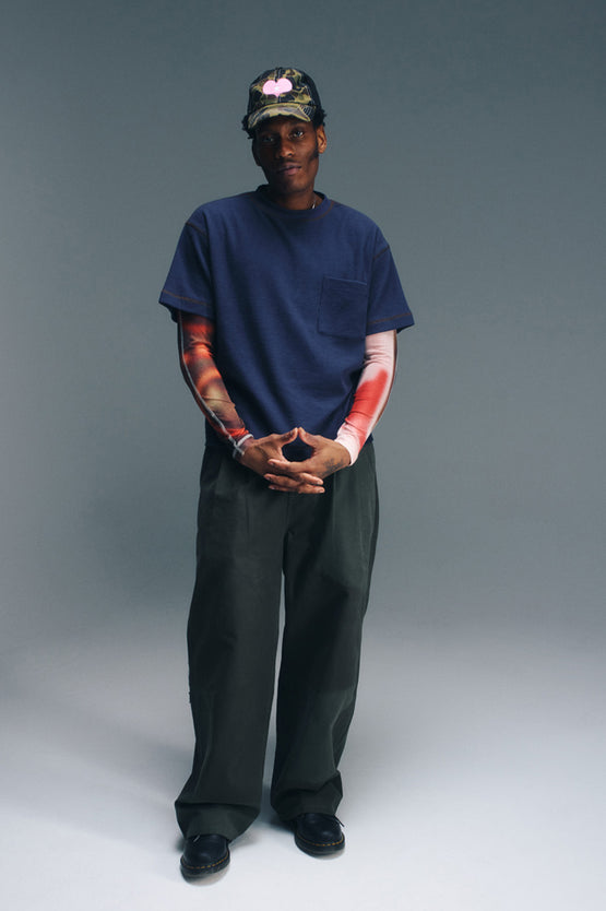 Candice Waffle Pocket Tee - Navy
