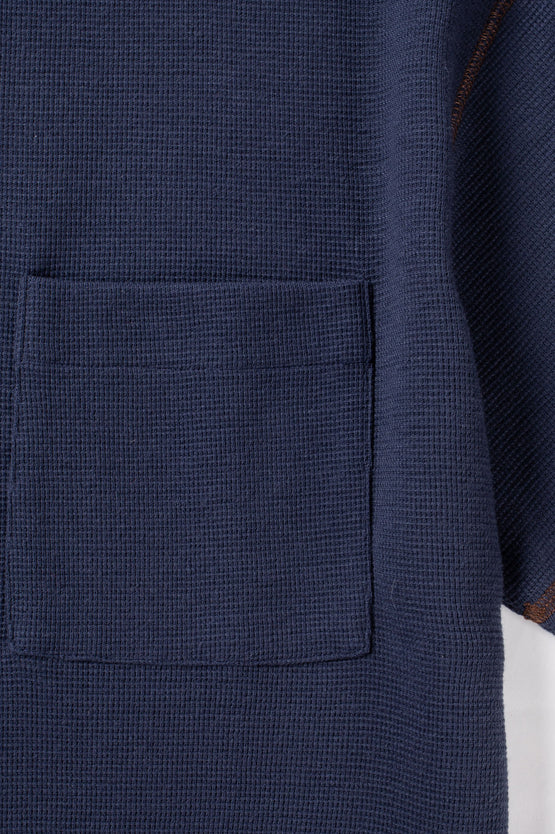 Candice Waffle Pocket Tee - Navy