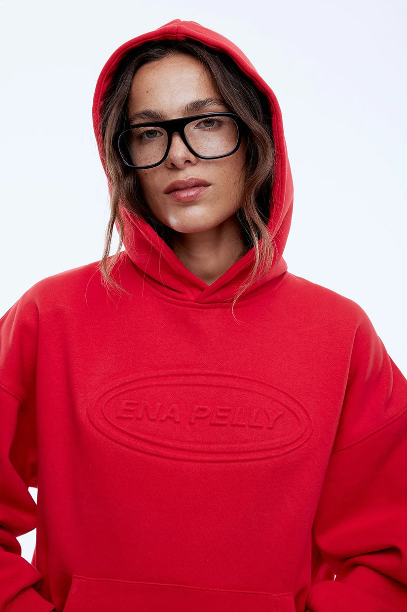 Ena Pelly Washed Debossed Hood - Red