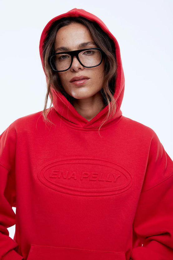 Ena Pelly Washed Debossed Hood - Red