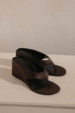 La Tribe Wedge Thong - Brown Satin