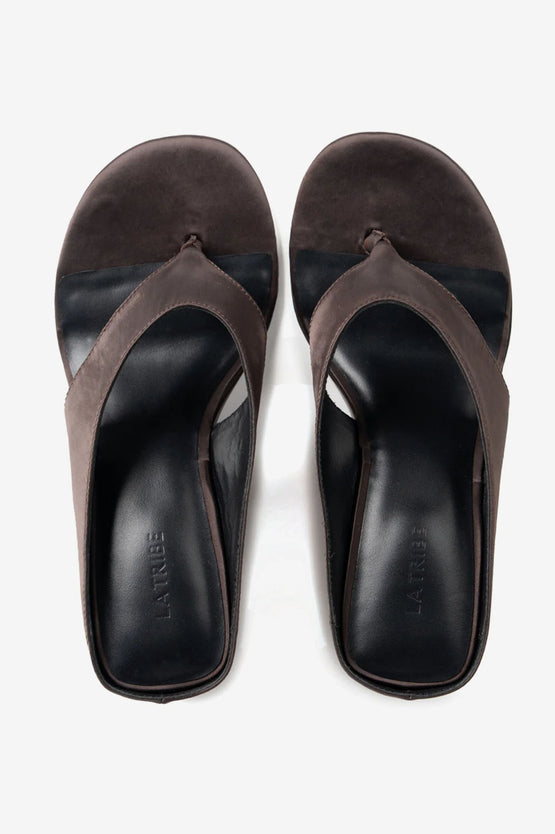 La Tribe Wedge Thong - Brown Satin