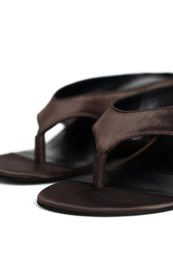 La Tribe Wedge Thong - Brown Satin
