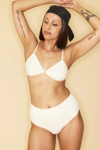 Liam 90210 Low Support Cotton Bra - White