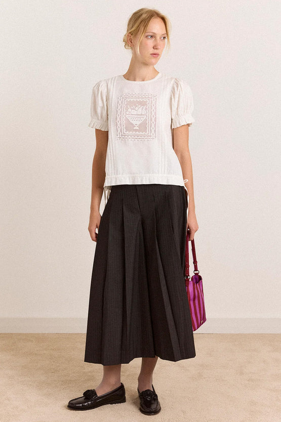 Damson Madder Winona Pleated Culotte - Pinstripe