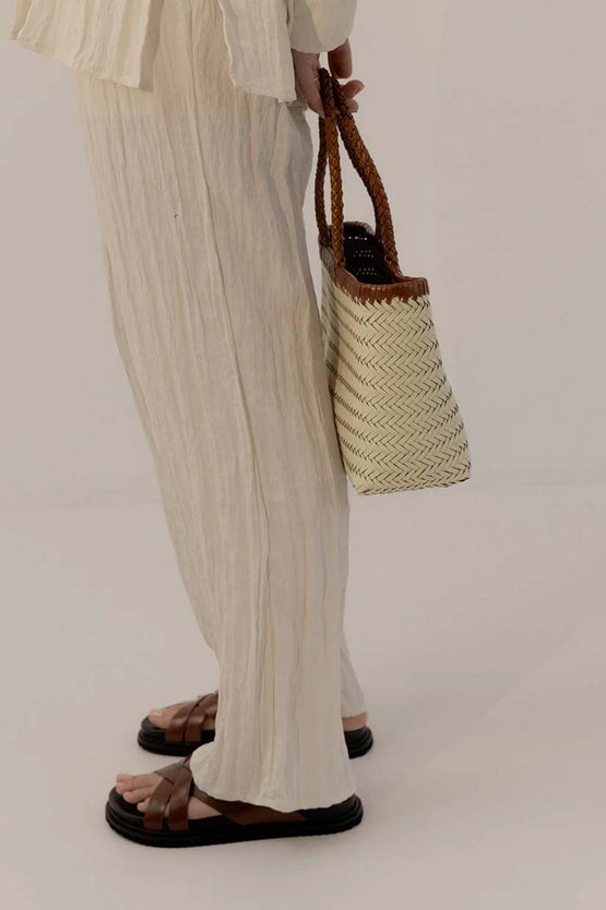 La Tribe Amelia Woven Bag - Cream/Vintage Tan