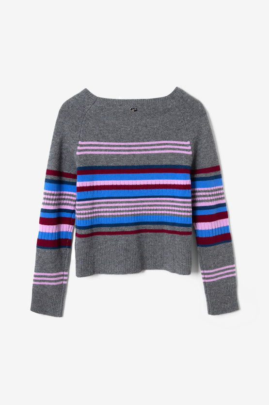 Damson Madder Yesley Jumper - Bold Stripe