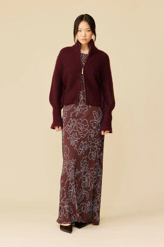 Ruby Matilda Zip Cardigan - Burgundy