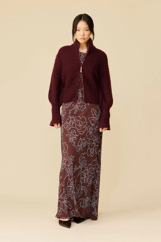 Ruby Matilda Zip Cardigan - Burgundy