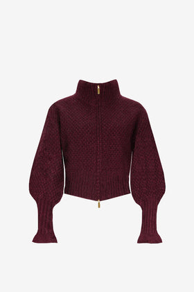 Ruby Matilda Zip Cardigan - Burgundy
