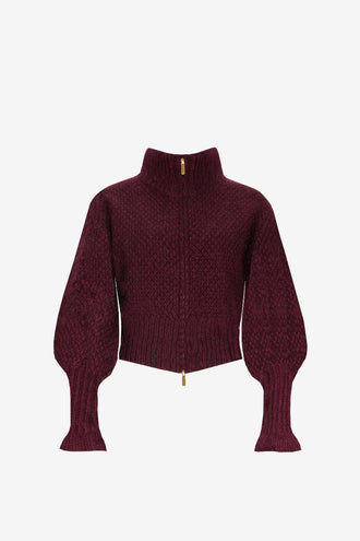 Ruby Matilda Zip Cardigan - Burgundy
