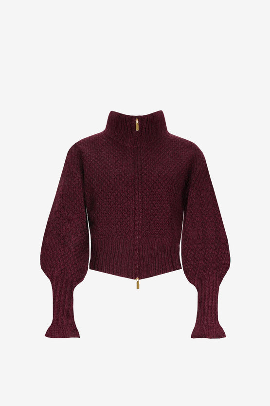 Ruby Matilda Zip Cardigan - Burgundy