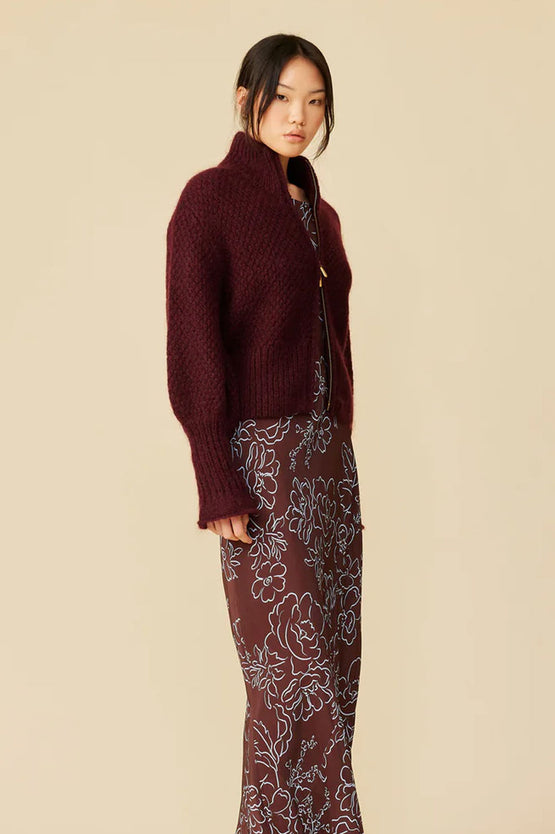 Ruby Matilda Zip Cardigan - Burgundy