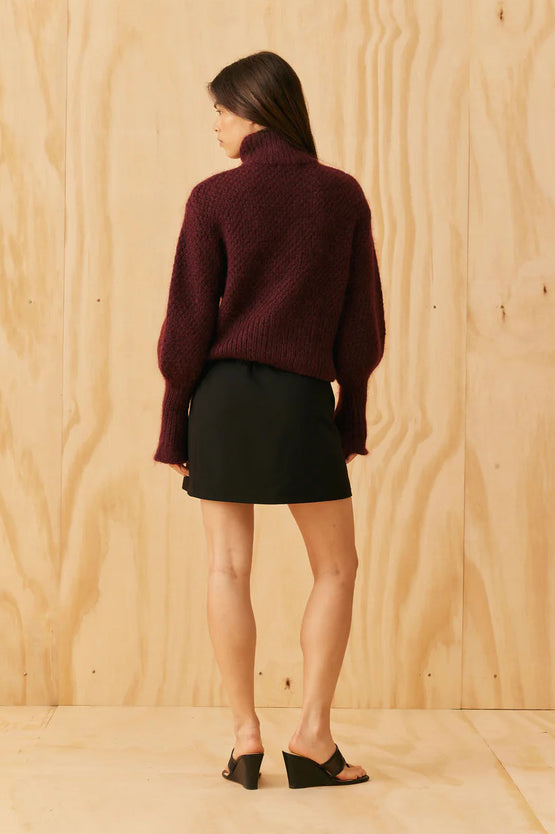Ruby Matilda Zip Cardigan - Burgundy