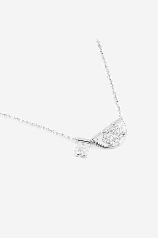 By Charlotte Lotus & Little Buddha Necklace - Silver