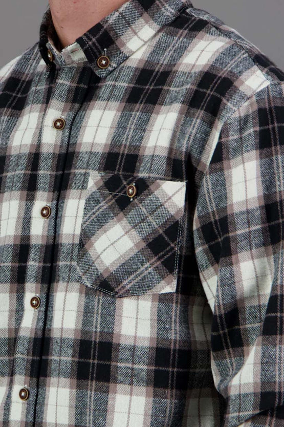 Just Another Fisherman Boatyard Shirt - Taupe Black Check