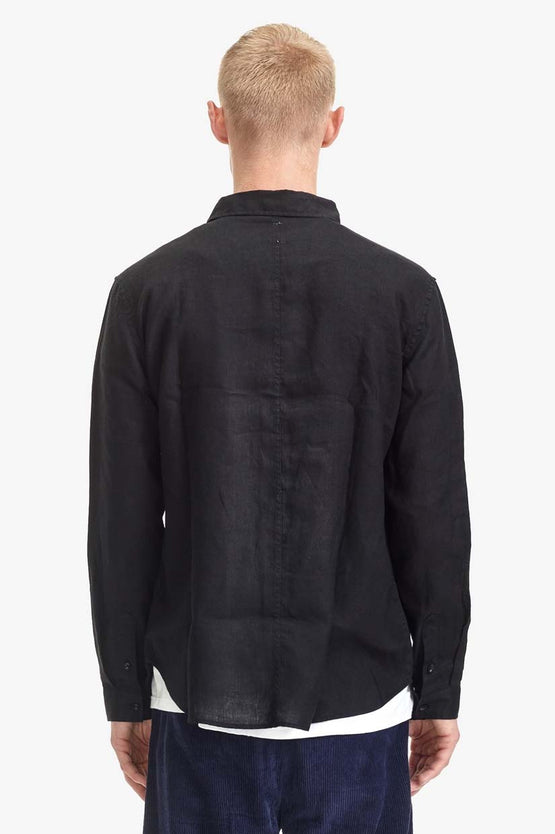 Commoners Mens Classic Linen Shirt -  Black