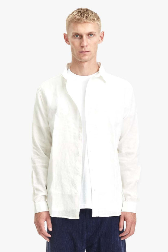 Commoners Mens Classic Linen Shirt -  White