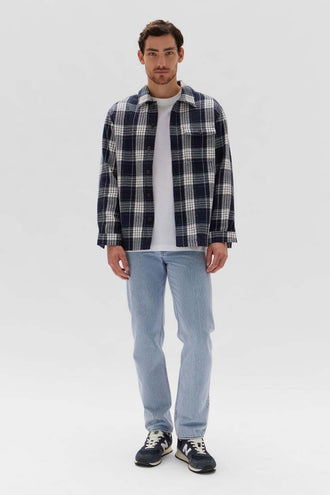 Assembly Mikael Check Overshirt - True Navy