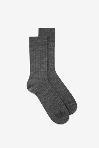 Wood Wood Nathan Wool Socks - Charcoal Melange