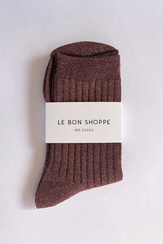 Le Bon Shoppe Her Socks Lurex - Bronze Glitter