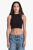 Commoners Fine Rib Crop Tank - Black