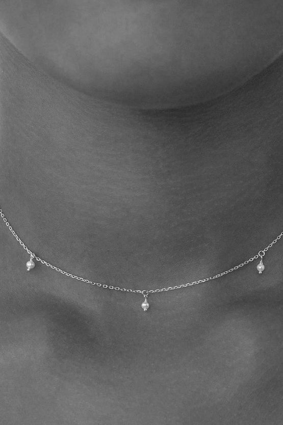 By Charlotte Tear Drop Pearl Choker - Silver