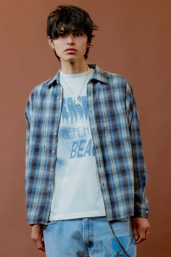 Beach Brains Everyday Shirt - Blue Plaid