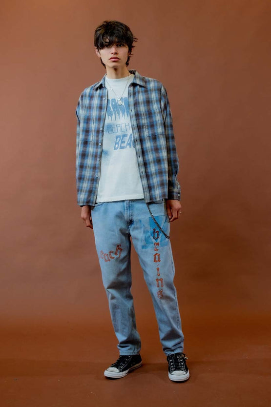 Beach Brains Everyday Shirt - Blue Plaid