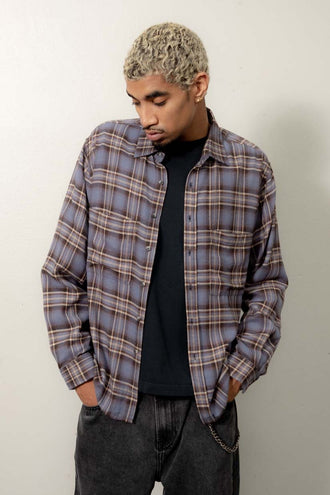Beach Brains Everyday Shirt - Blue Plaid