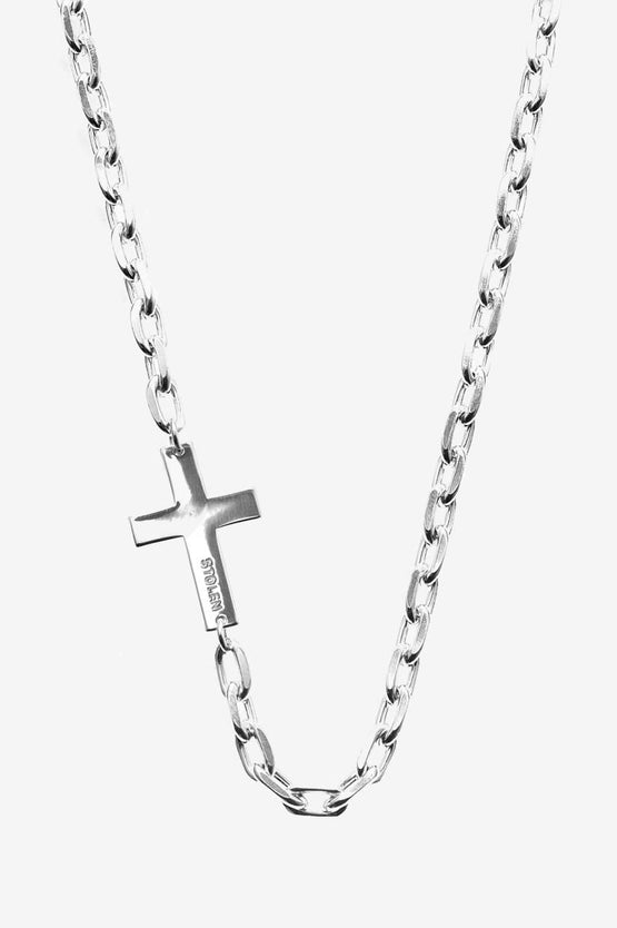 Stolen Girlfriends Club Falling Cross Maxi Necklace - Silver